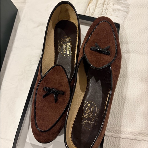 Belgian Shoes Shoes - Belgian Shoes Midinette Slipper Brown Velvet Loafer